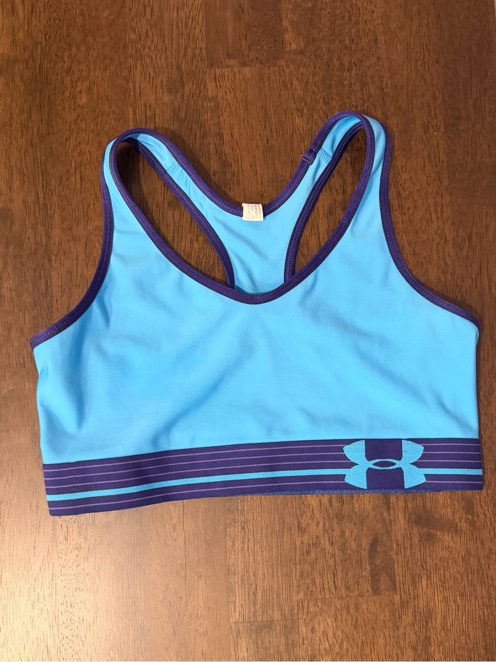 Under Armour Blue Sports Bra with Purple Trim